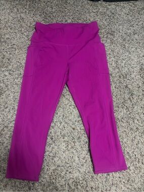 RBX Women's Magenta Pink High Waisted Capri Leggings with Pockets Size XL